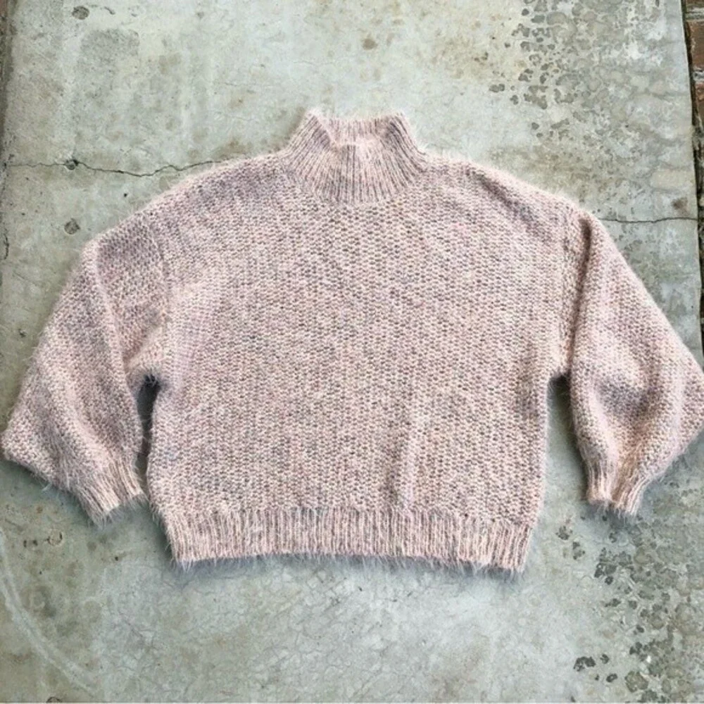 Joie Markita Sweater Funnel Neck Eyelash Pink Blush Neutral Alpaca Blend S